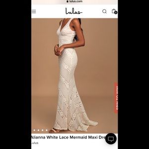 Alianna Lulus white lace mermaid maxi dress L ❤️
